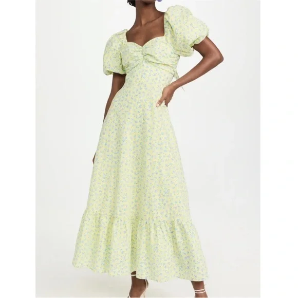 knee length dresses for ladies Charlotte Flutter Sleeve Maxi Dress in English Roses, 16